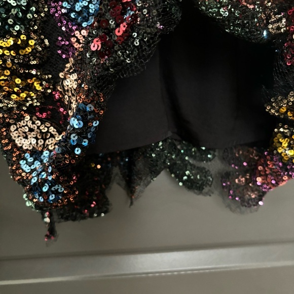 Free People Fly Me Away Mini Dress in Black Combo Butterfly Sequins RARE FIND S - Picture 9 of 10